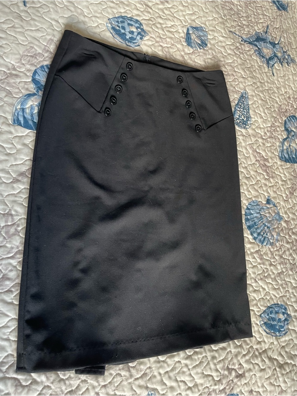 Bwear Black High-Waist Pencil Skirt with Dual Button Tabs